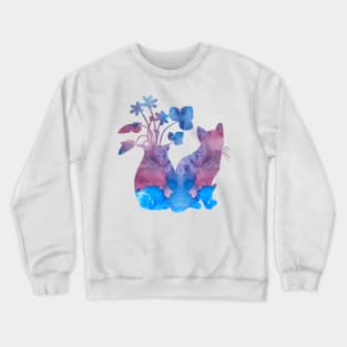 A cat and flowers Crewneck Sweatshirt